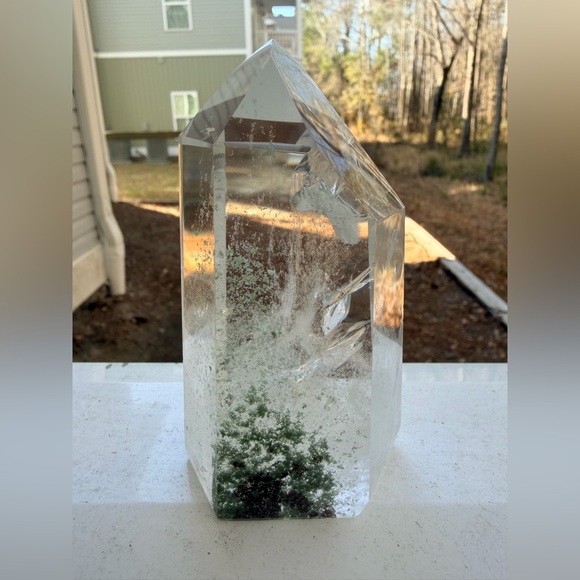 Garden Quartz Tower | Lodolite Inclusion Quartz | Natural Crystal Point Rainbow - Picture 2 of 10